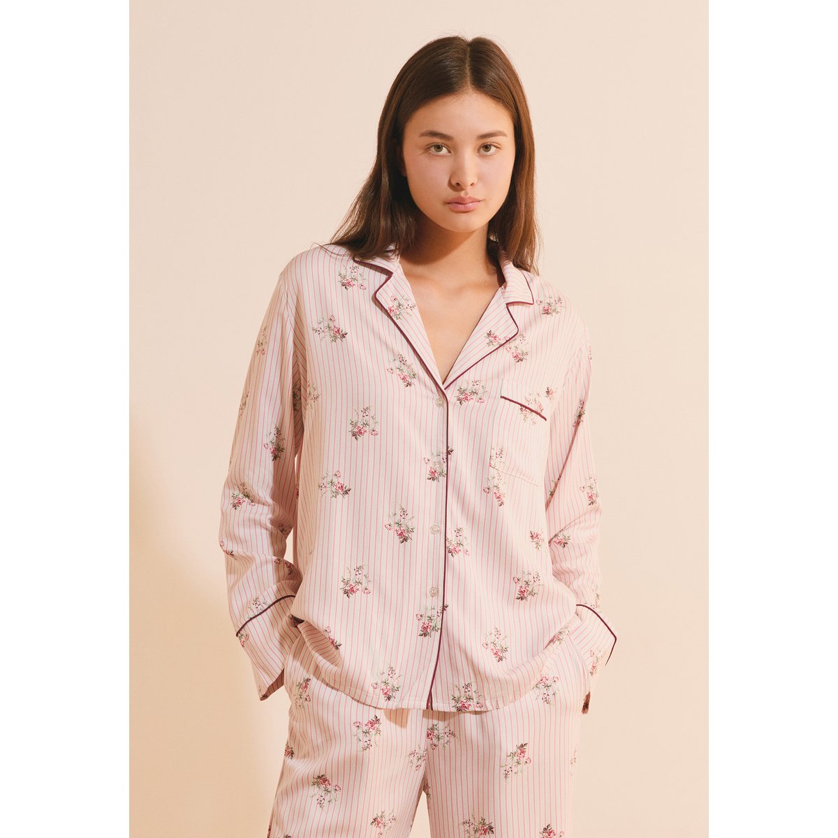 Chemise de pyjama à motif fleuri CERESIA ecru, ETAM
