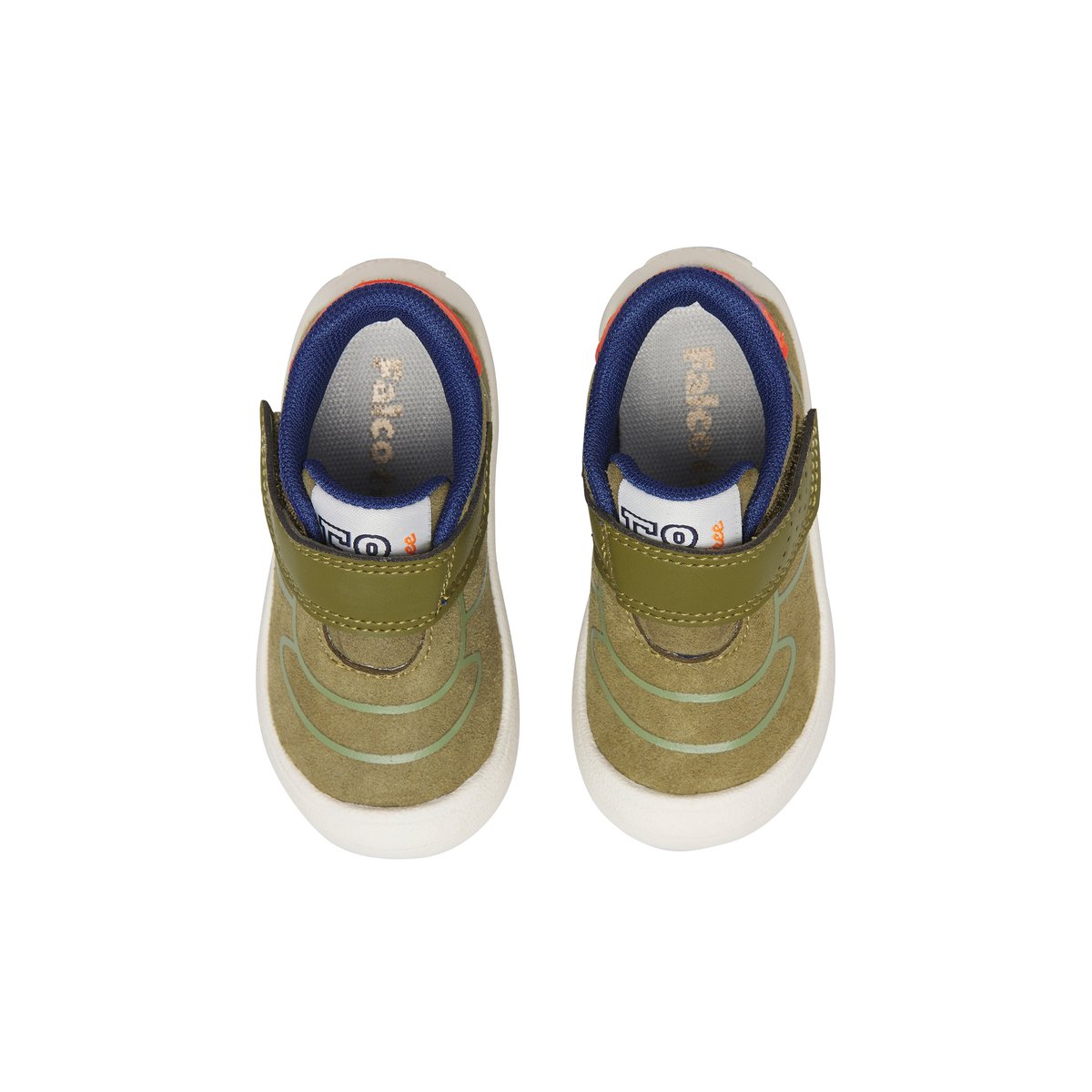 Chaussures premiers pas en simili cuir FREE 2 VL. kaki-orange, FALCOTTO
