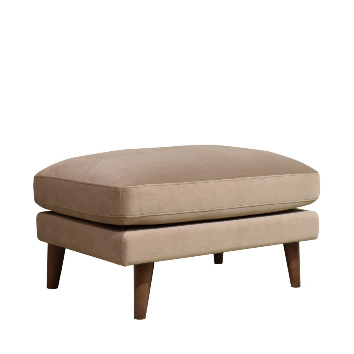 Pouf en velours pieds bois foncé- VILLABON beige, DRAWER