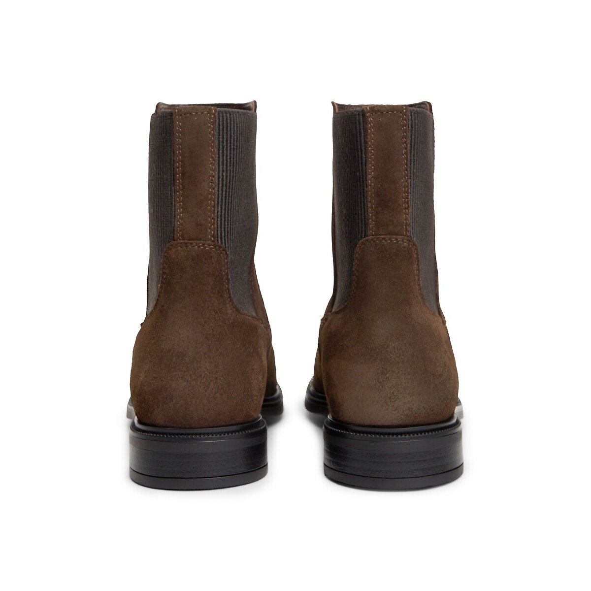 Stivaletti piatti in pelle scamosciata marrone scuro, TOMMY HILFIGER