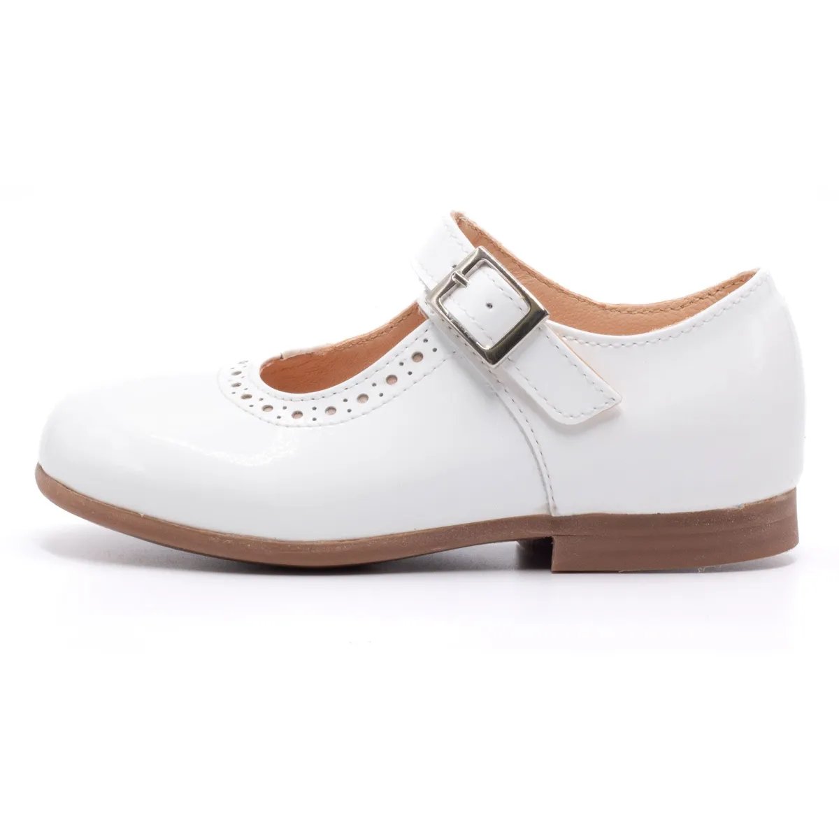 Chaussures cérémonie bébé fille en cuir, à boucle - BONI MINI-ANAIS blanche, BONI&SIDONIE