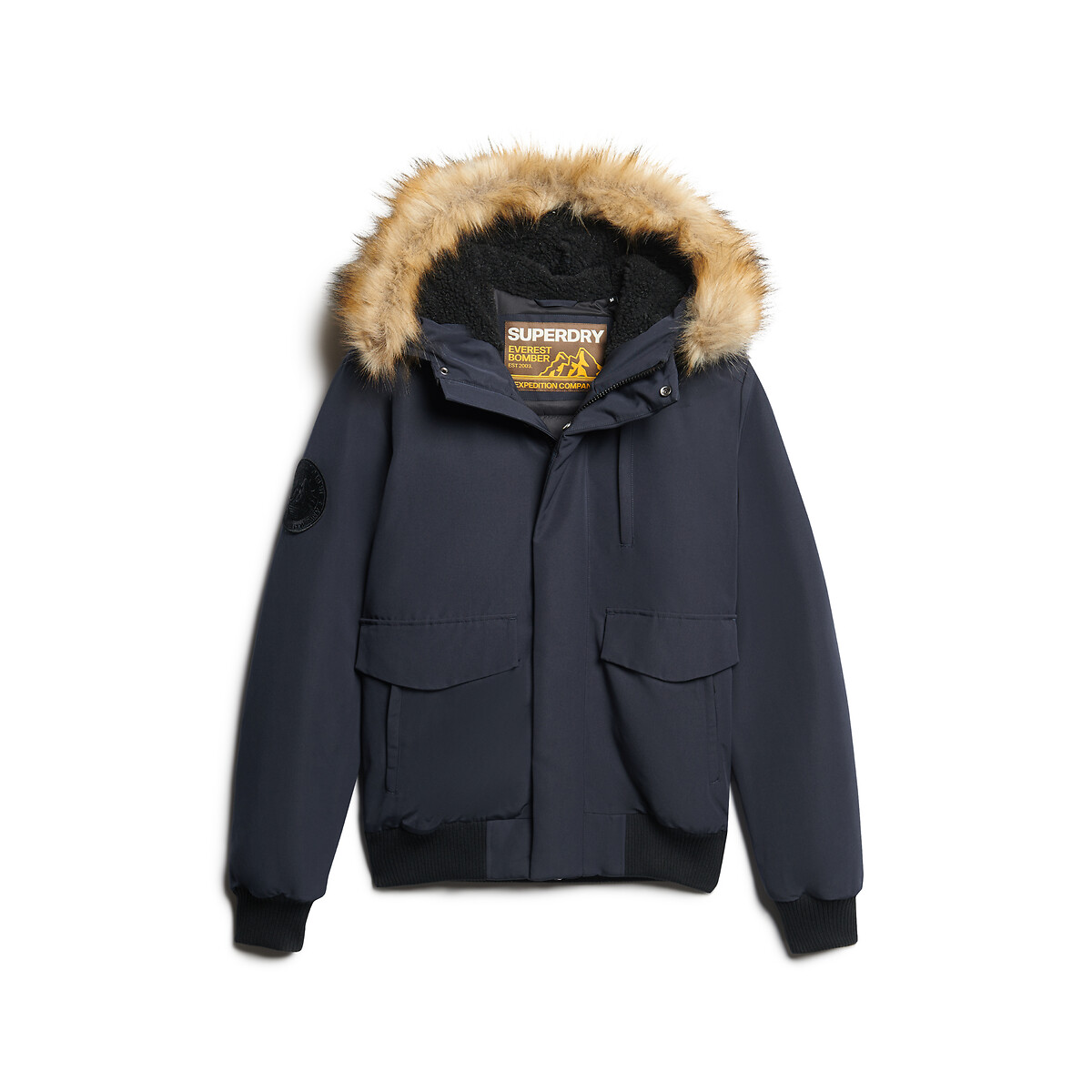 Bomber rembourré à capuche Everest bleu marine, SUPERDRY