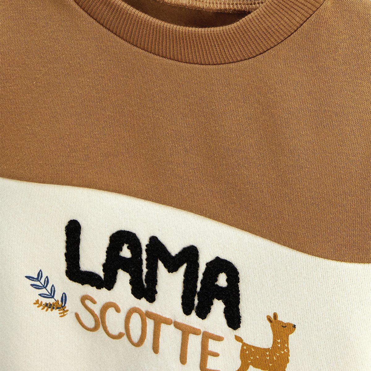 Sweat-shirt enfant en molleton Lamascotte ecru, PETIT BEGUIN