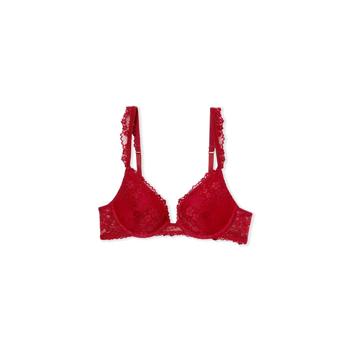 Soutien-gorge N.2 - Le push-up plongeant en dentelle SOUPCON rouge, ETAM