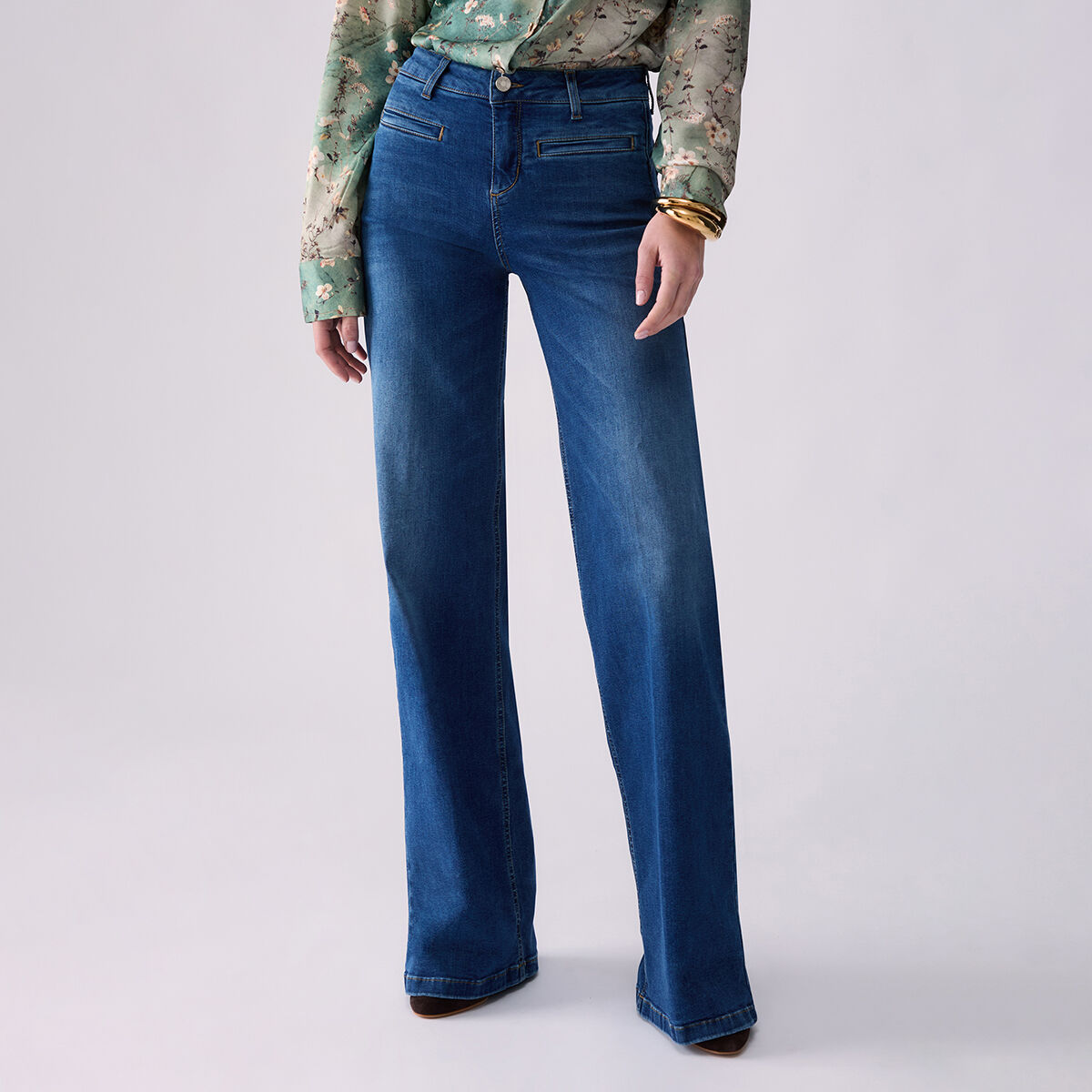 Jean flare délavé denim bleu foncé, LIU JO