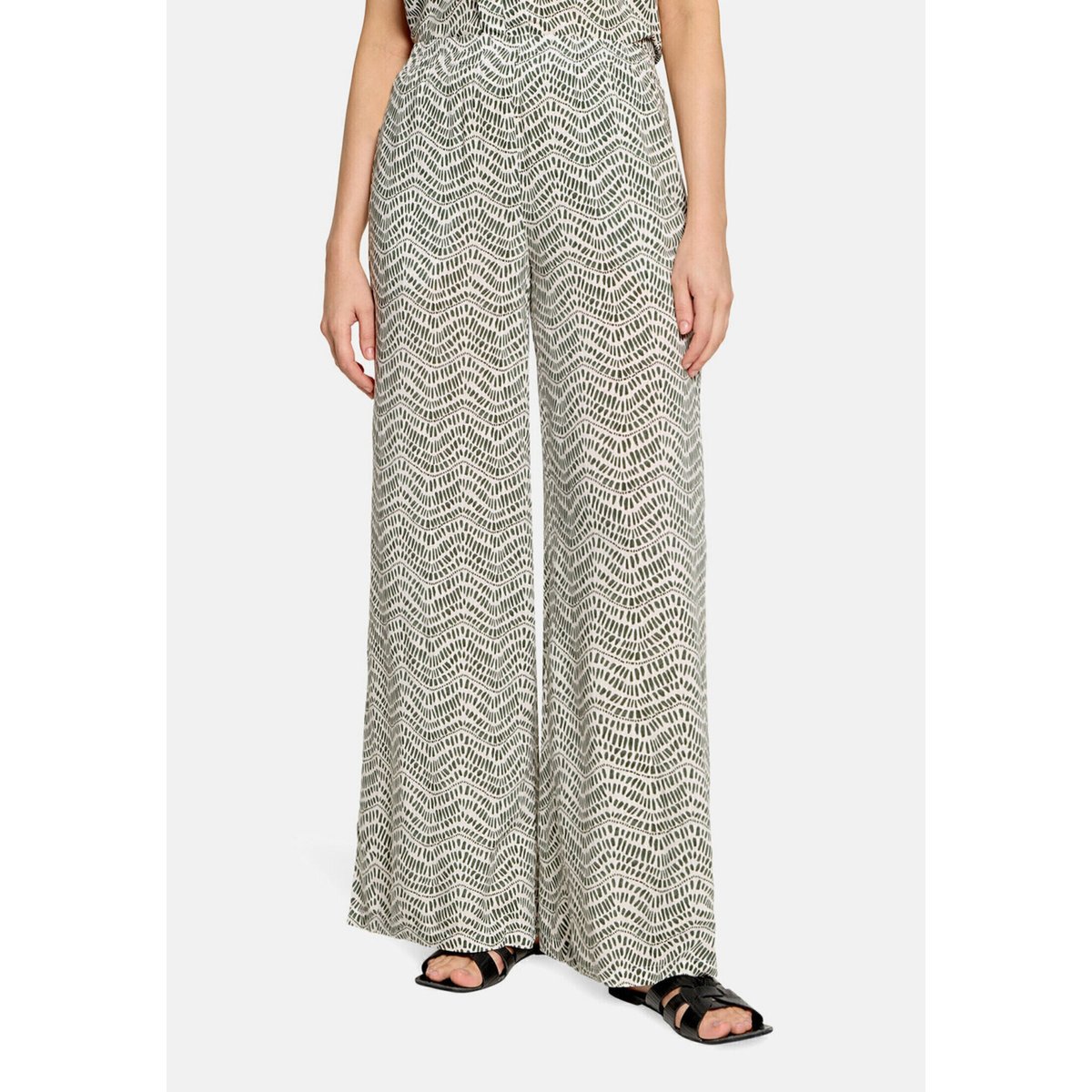 Pantalon palazzo à ceinture à nouer cream/khaki, CARTOON