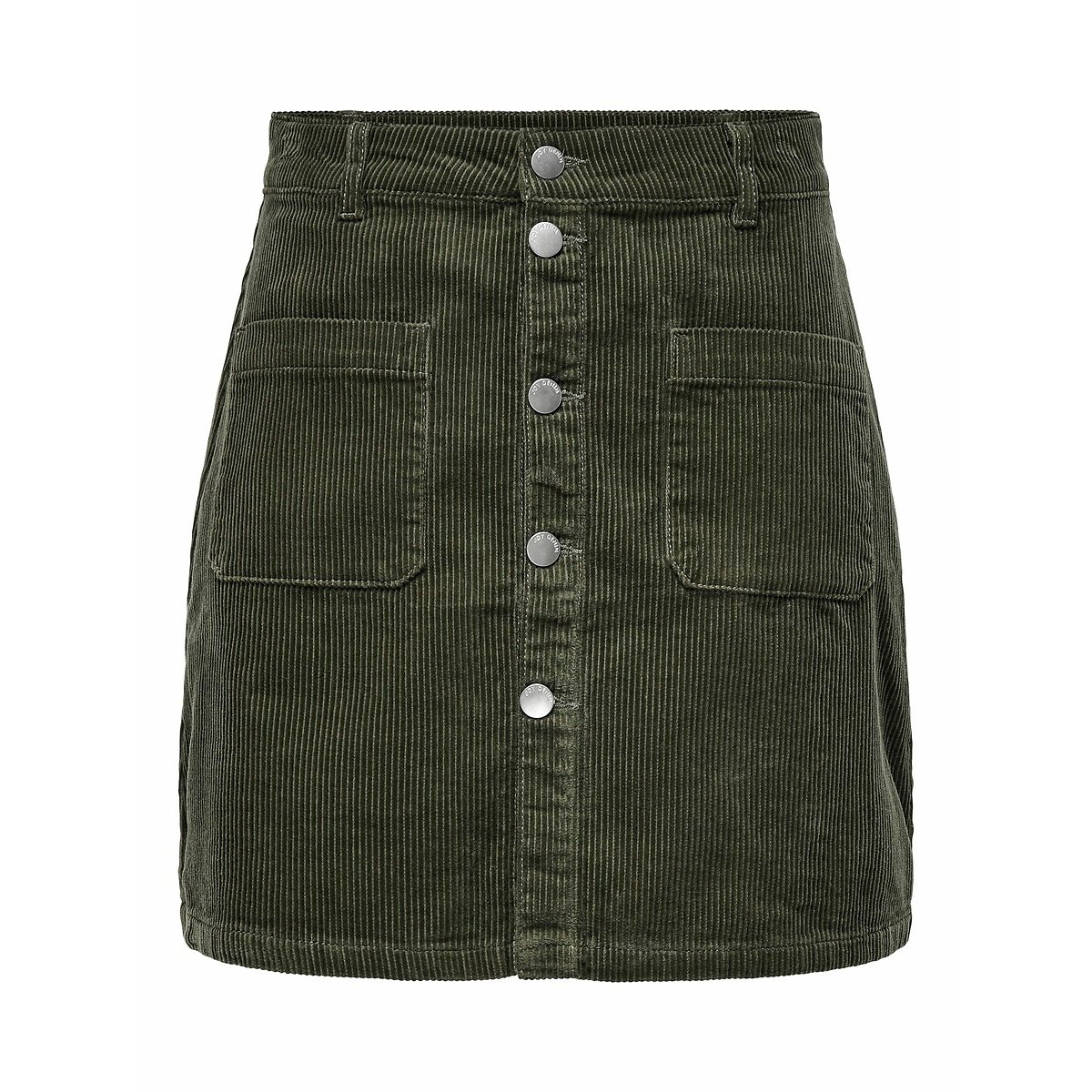 Jupe courte boutonnée en velours vert kaki, JDY