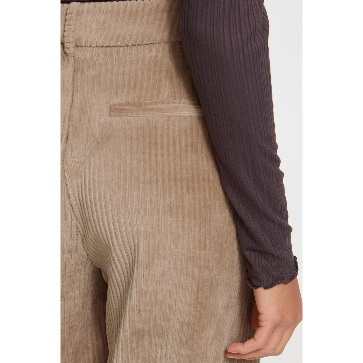 Pantalon en velours, coupe droite, jambes larges marron toasted coconut, ICHI