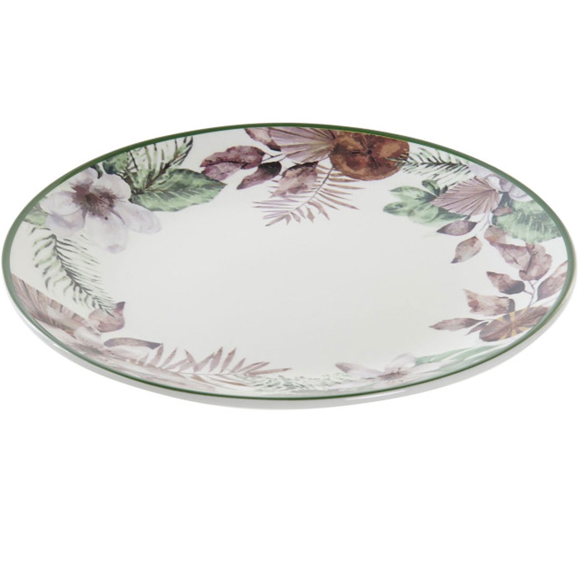 Assiette à dessert en porcelaine motif tropical 19x19x2cm multicolore, WADIGA
