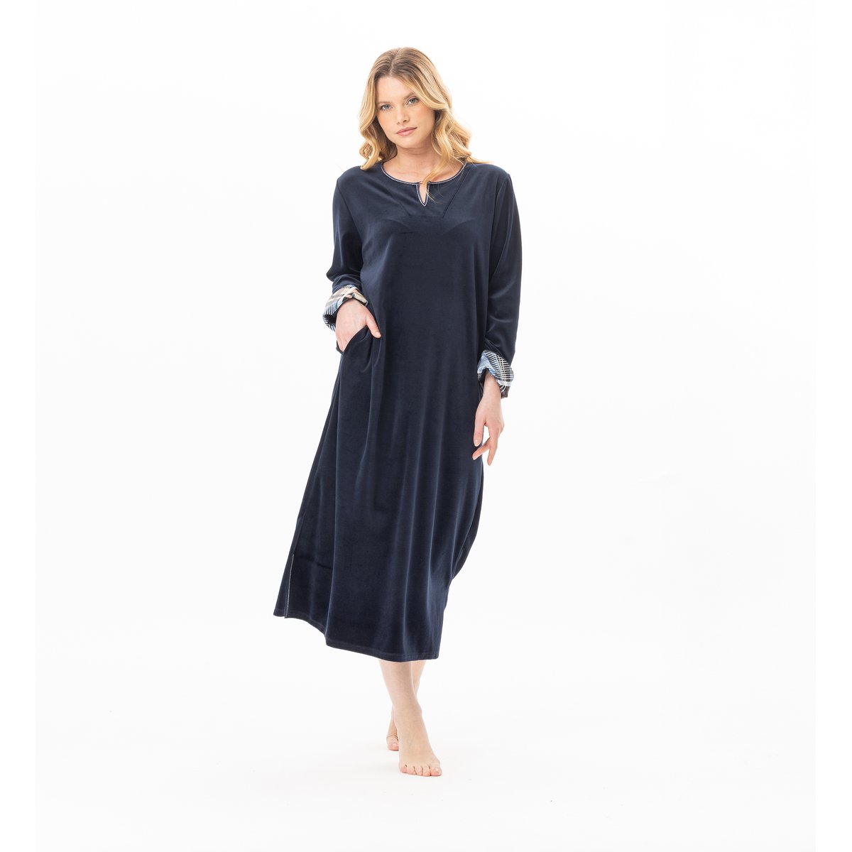 Robe longue en velours BRADLEY 141 bleu, LE CHAT