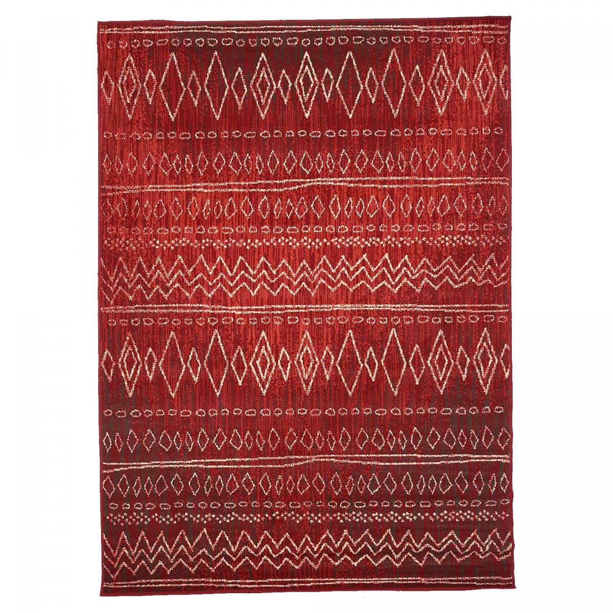 Tapis berbère tissé motifs tribaux LYN1 BERBI rouge, UN AMOUR DE TAPIS