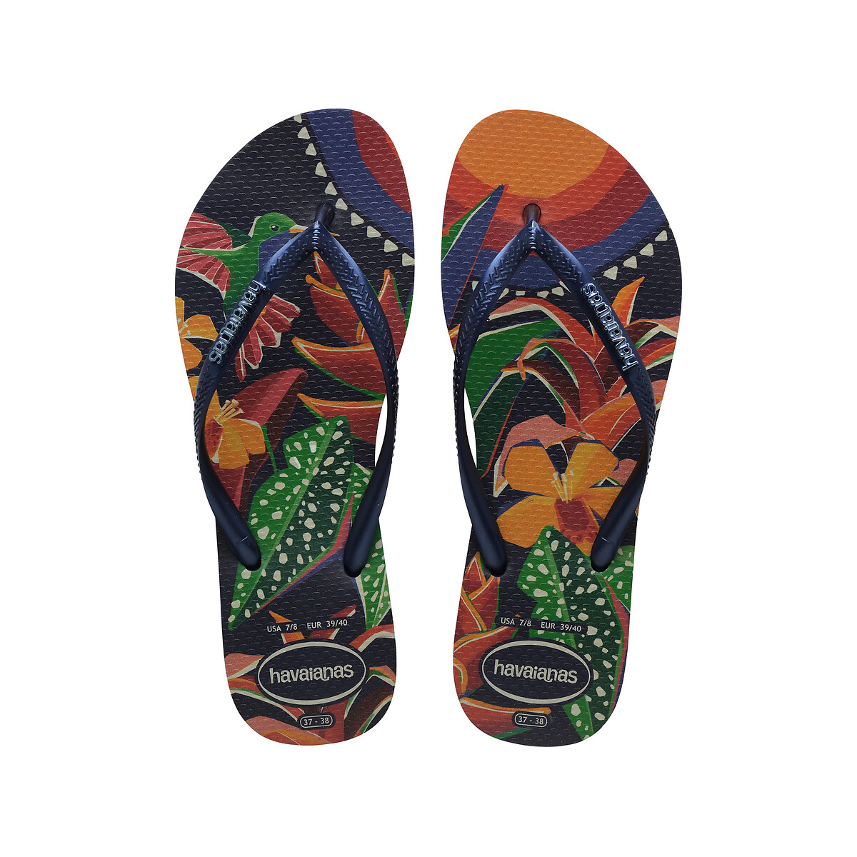 Tongs Slim Tropical bleu multicolore, HAVAIANAS