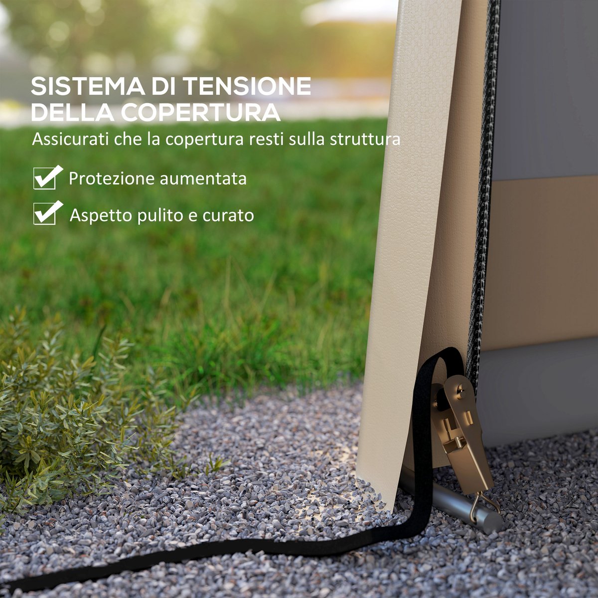 Abri pour voiture PE Kaki beige, OUTSUNNY