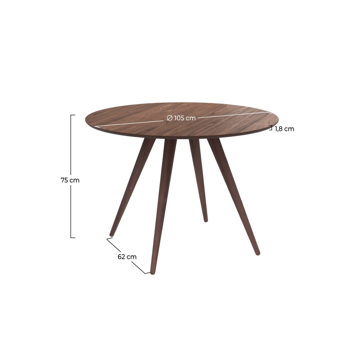 Table ronde en bois D105 cm - LIWA bois foncé, MAISON PAVANE