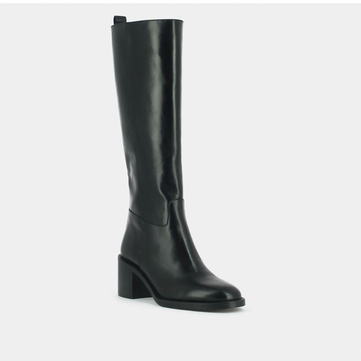 Bonnie Leather Calf Boots with Heel black, JONAK