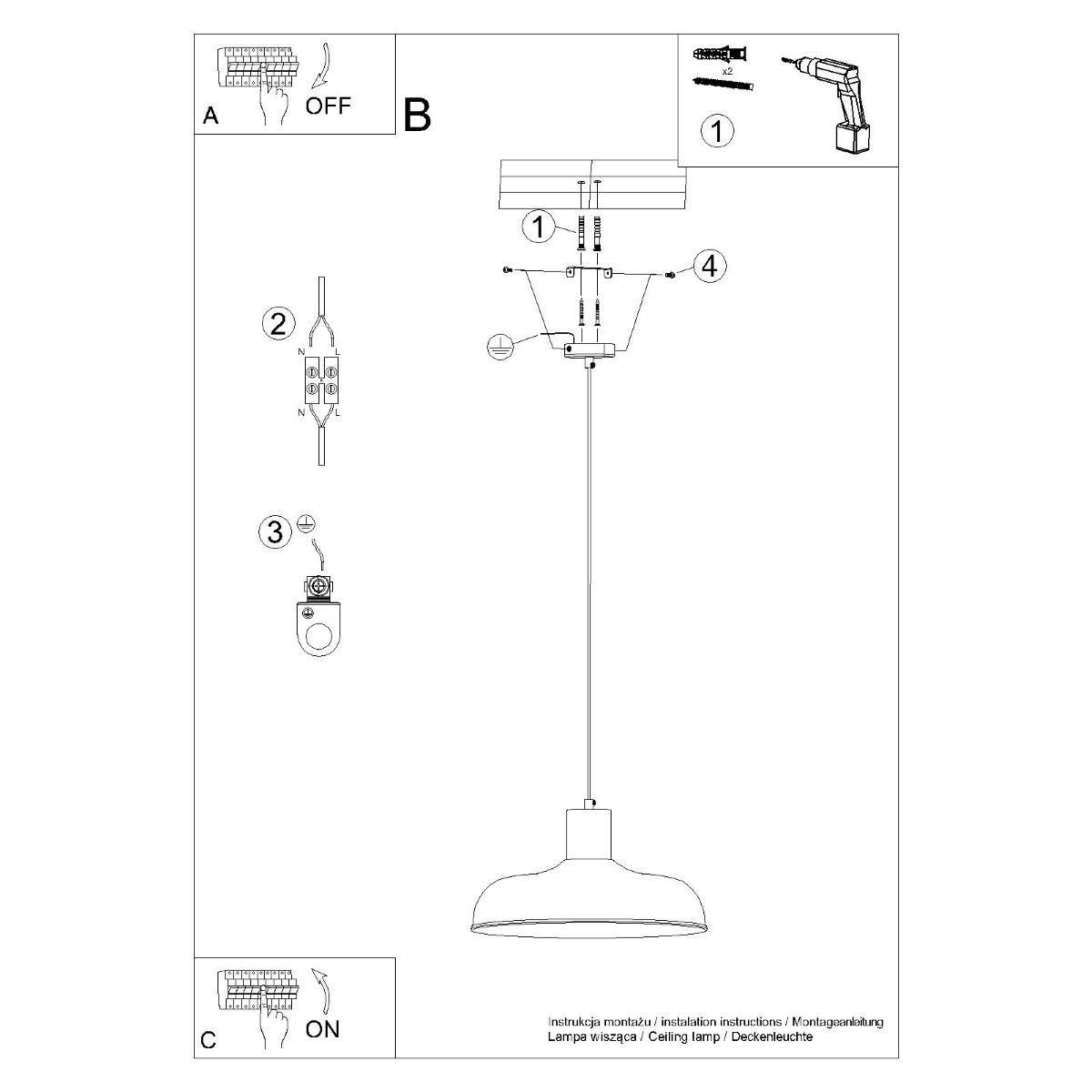 Suspension Acier Blanc E27 1 Indy blanc, EDEN