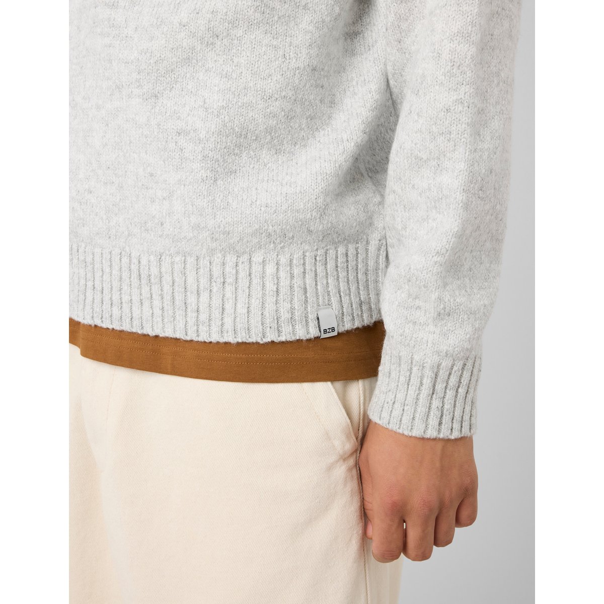 Pull mouliné gris clair, BZB