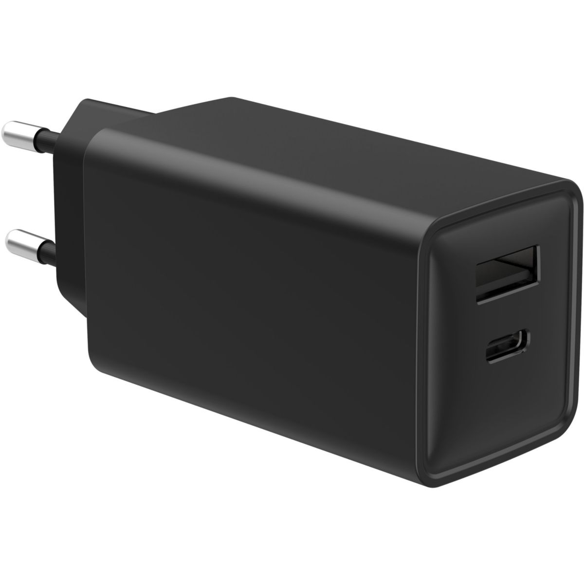 Chargeur ordinateur portable 65W USB-A + USB-C + cable USB-C 2M Noir couleur unique, ESSENTIEL B