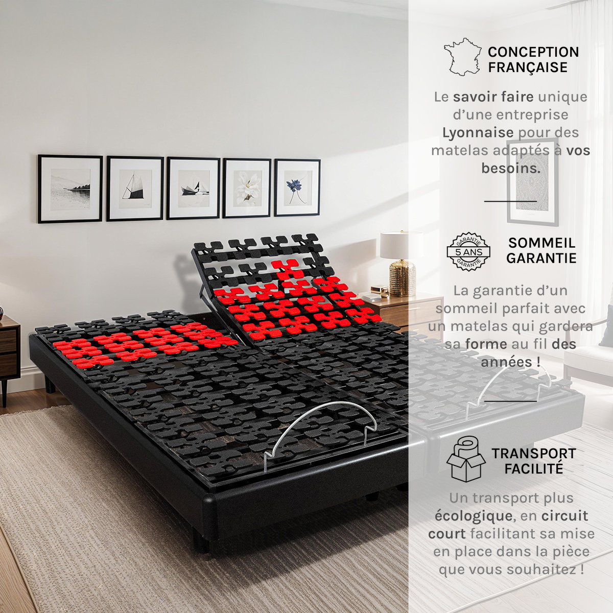 Sommier électrique à plots SUPERFLEX noir, BELLECOUR