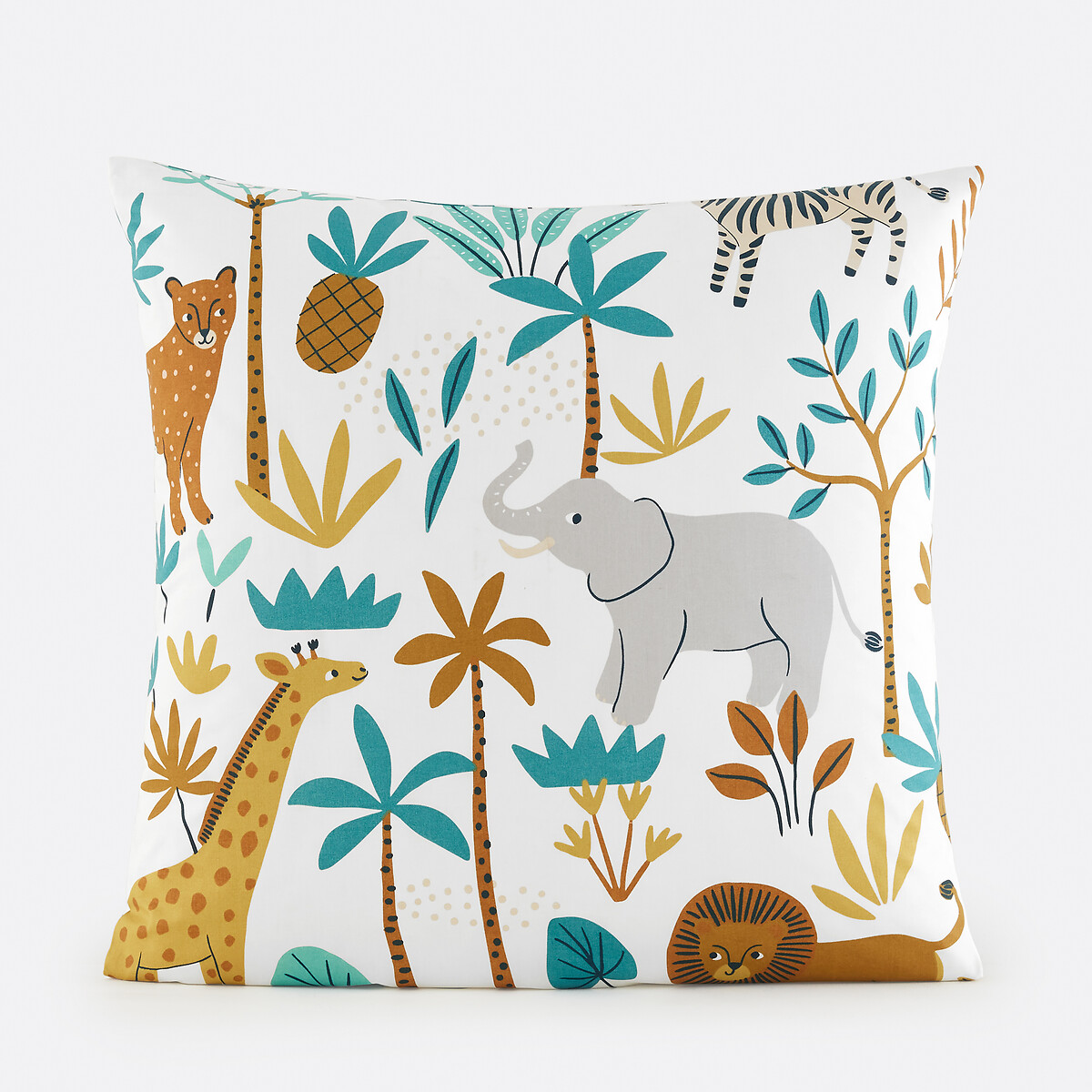 Jungle Animal Print 30% Recycled Cotton Child's Pillowcase white, LA REDOUTE INTERIEURS