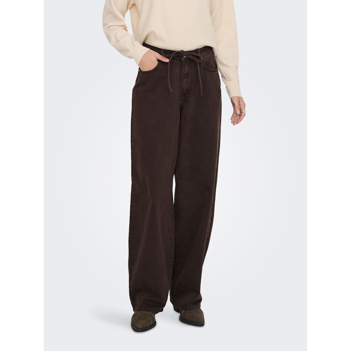 Jean À Jambe Large marron - dark brown denim, ONLY