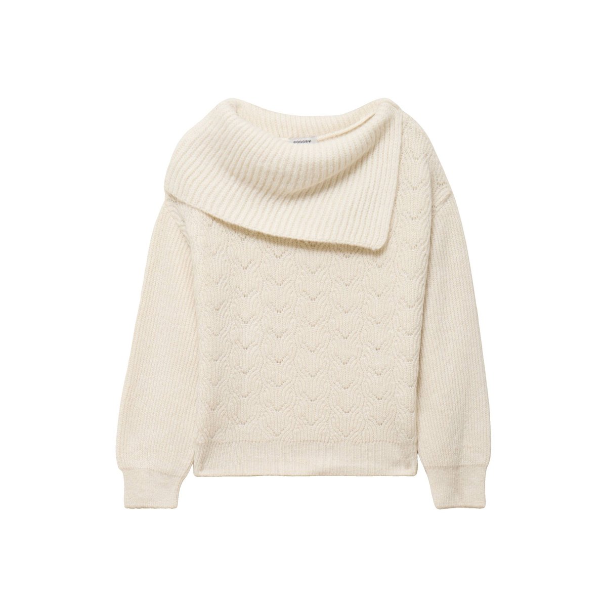 Pull ajouré manches longues bardot ecru, BONOBO