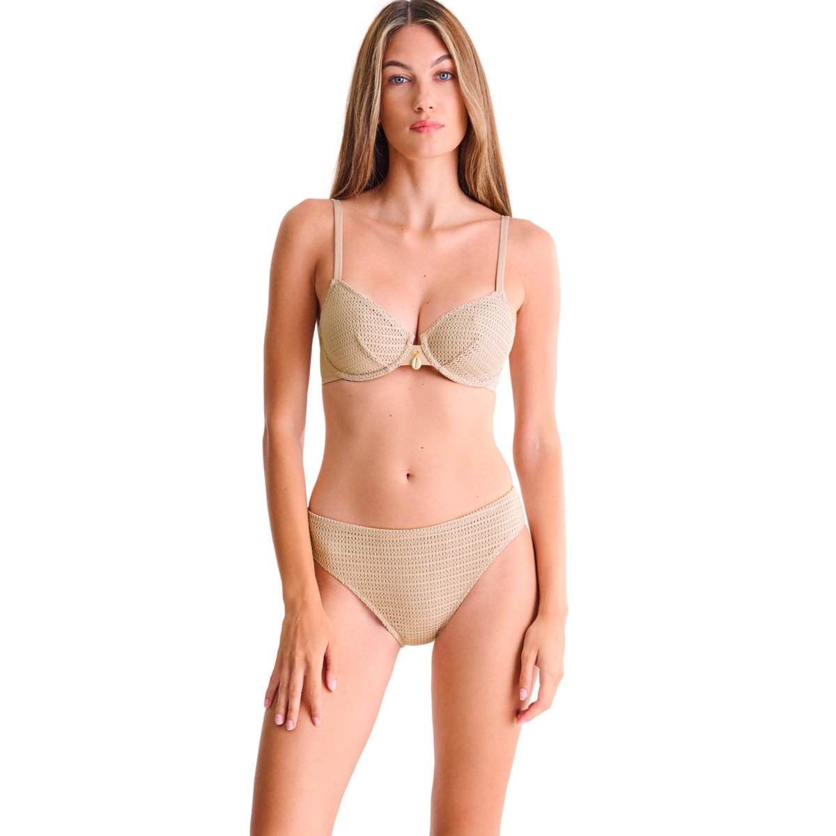 Haut maillot de bain armaturé CALVI beige, LISCA