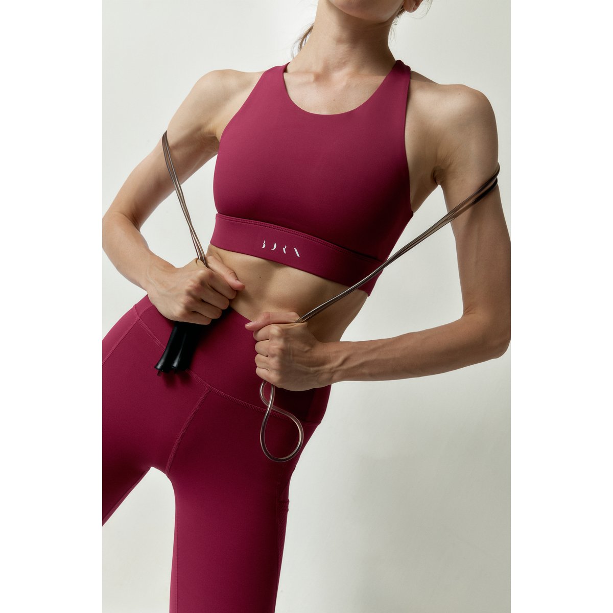 Brassière de sport femme Nexa Maintien moyen-élevé bretelles bretelles croisées rouge groseille, BORN