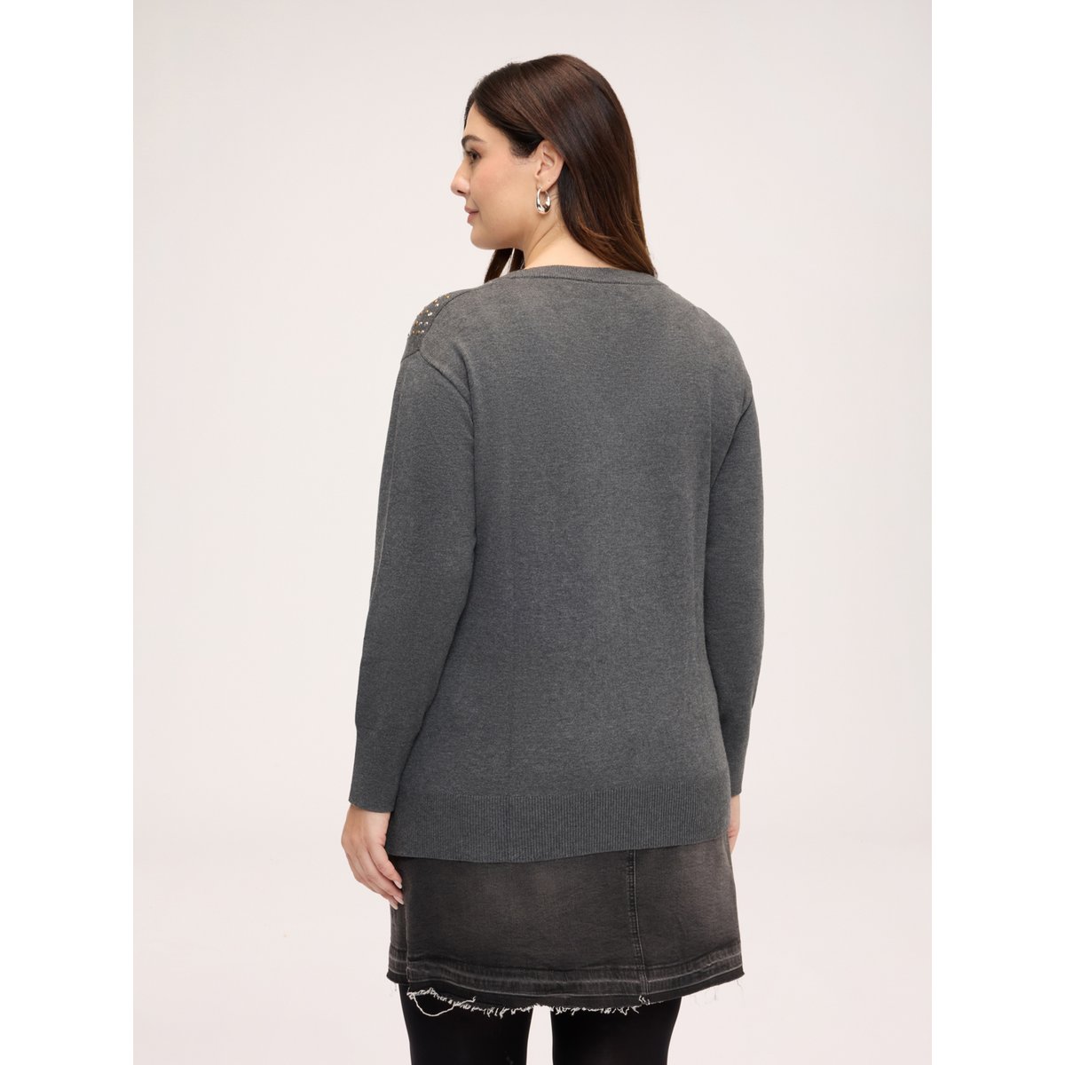 Pull avec appliqués bijoux gris, FIORELLA RUBINO