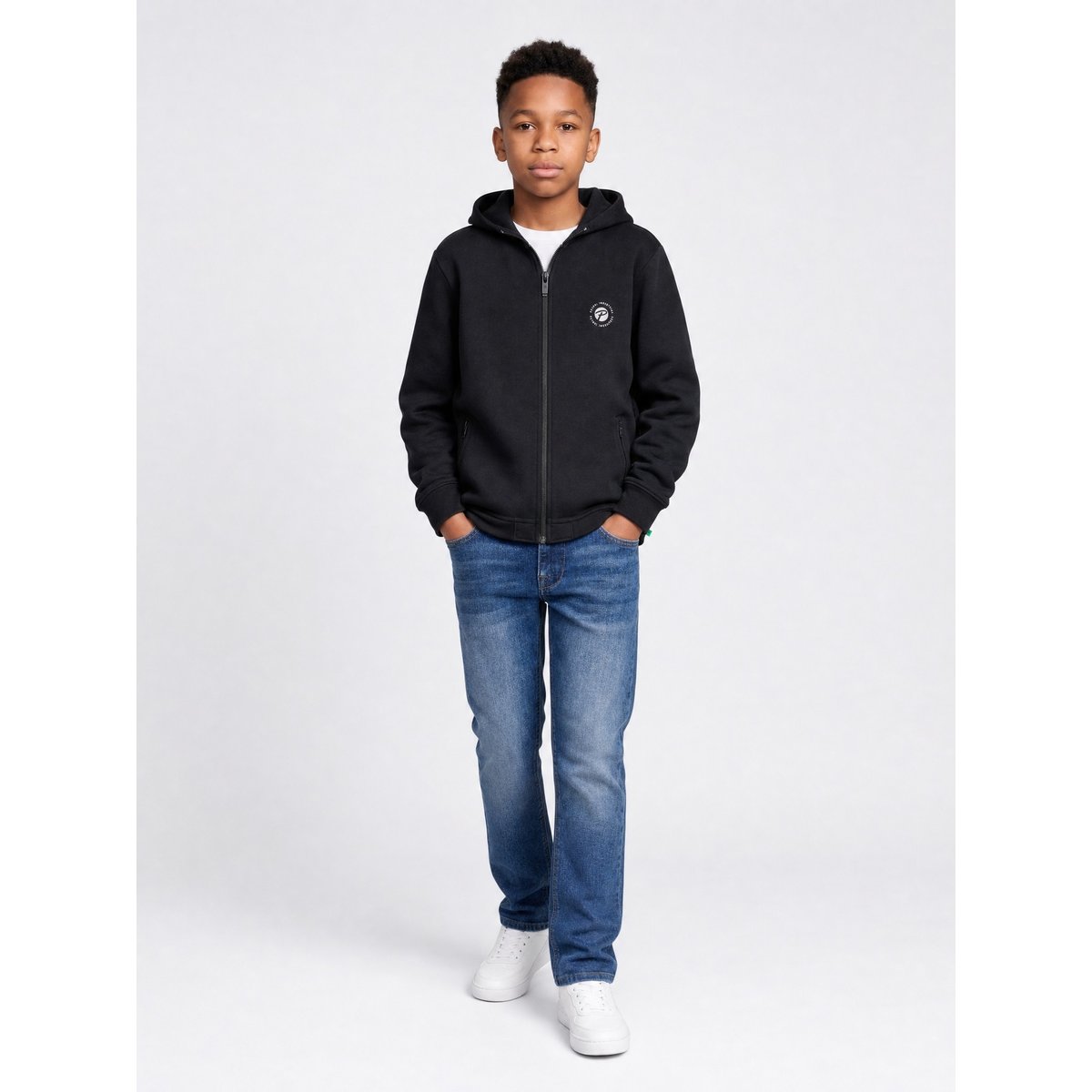 Sweat à capuche zippé gris acier noir deep black, PETROL INDUSTRIES