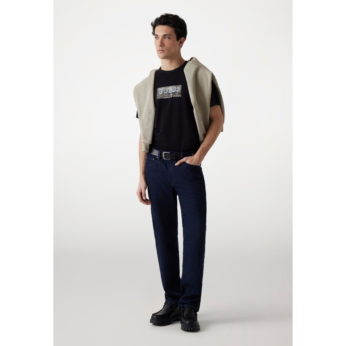 T-Shirt Logo Frontal noir, GUESS