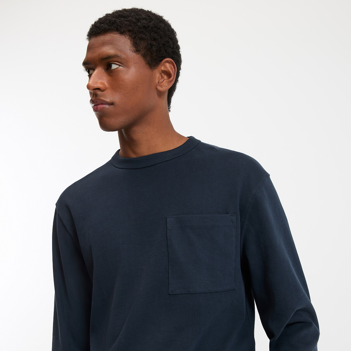 T-shirt en coton épais et toucher doux bleu marine, LA REDOUTE COLLECTIONS