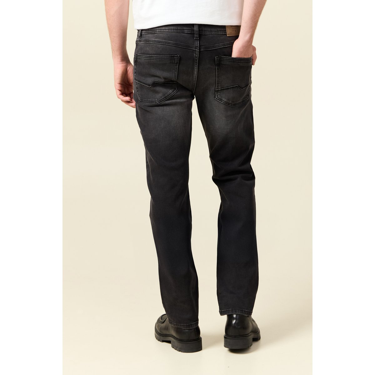 Jeans straight longueur 34 denim denim noir, BONOBO
