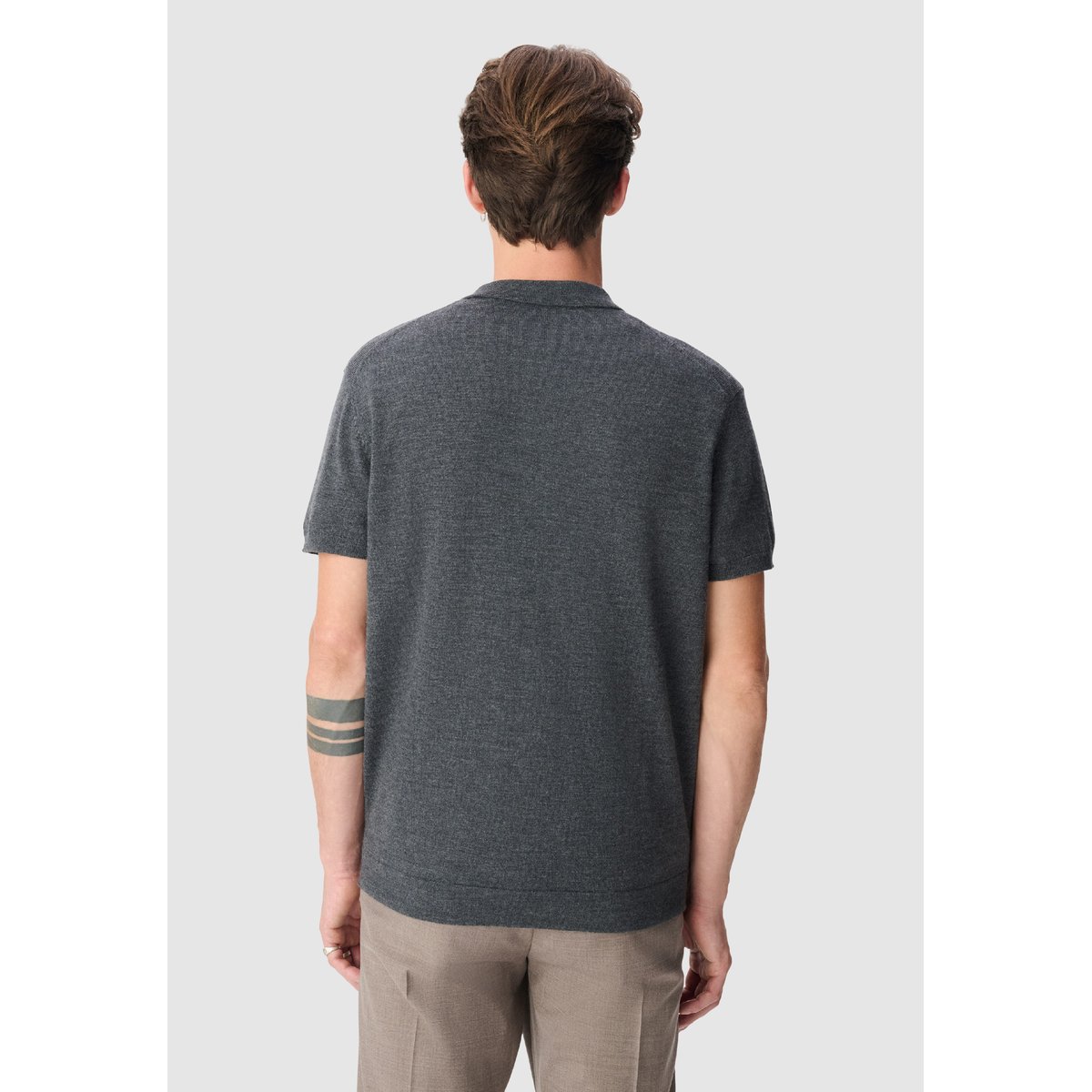 Polo tricot 100% laine gris foncé, IKKS