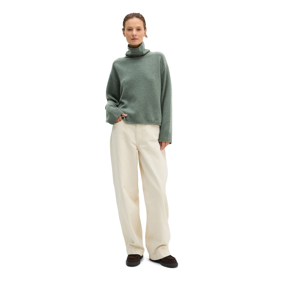 Pull en tweed, coupe classique en mélange de laine vierge gris, MARC O'POLO