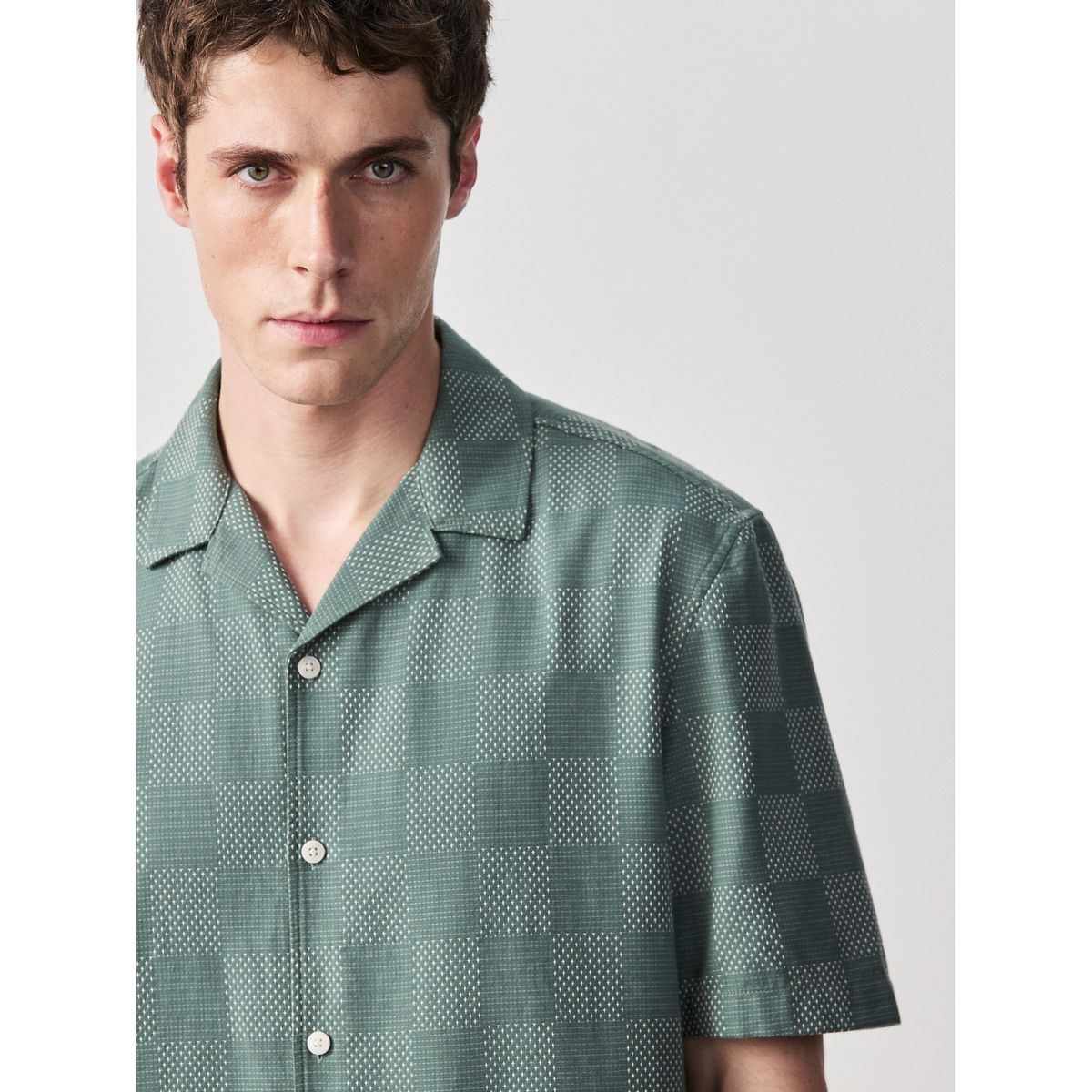 Chemise à carreaux en manches courtes vert, NEXT