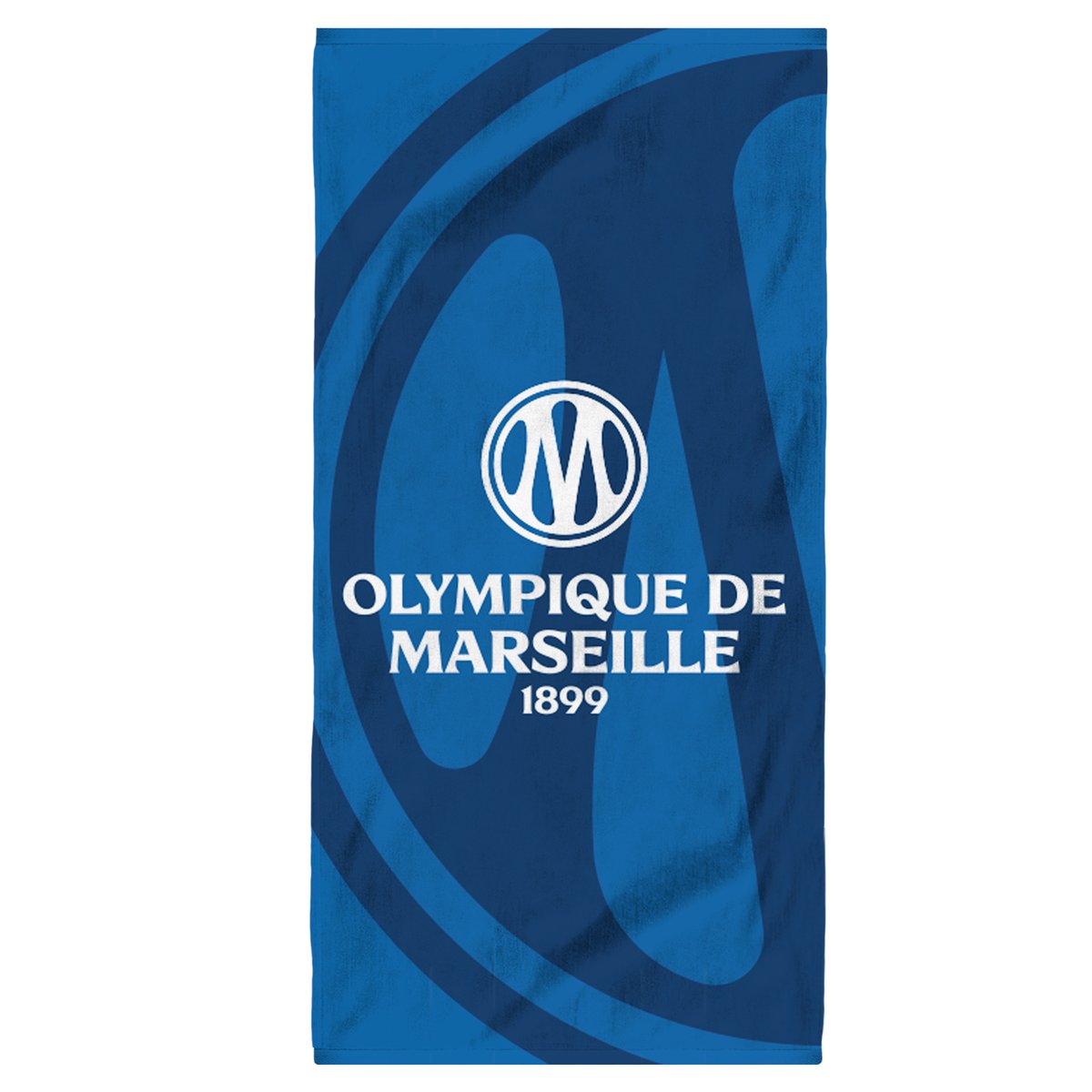 Serviette de bain et de plage imprimé 100% coton, OM MER bleu, OLYMPIQUE DE MARSEILLE