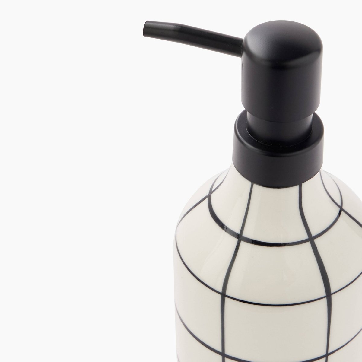 Distributeur de savon, en céramique à carreaux 18,7x7,5x7,5cm noir, MONOPRIX