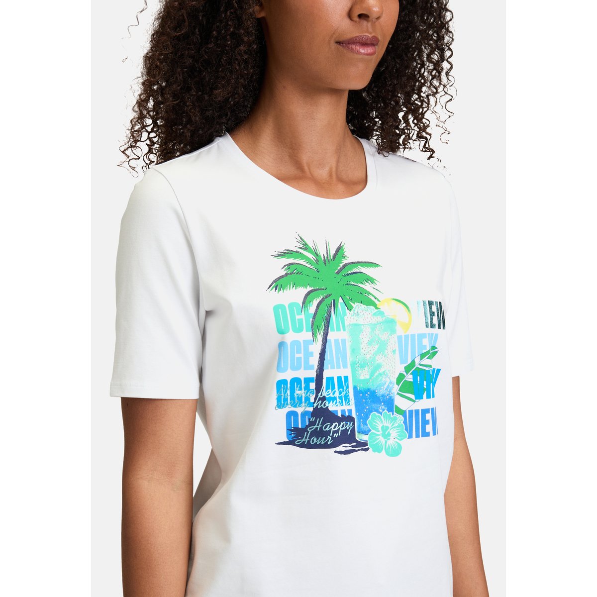 T-shirt basique à impression patch white/blue, BETTY BARCLAY