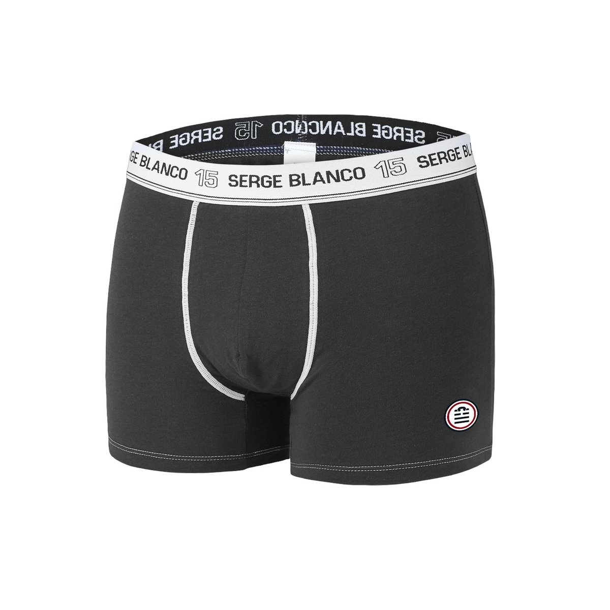 Lot De 2 Boxers Coton Uni bleu/noir, SERGE BLANCO