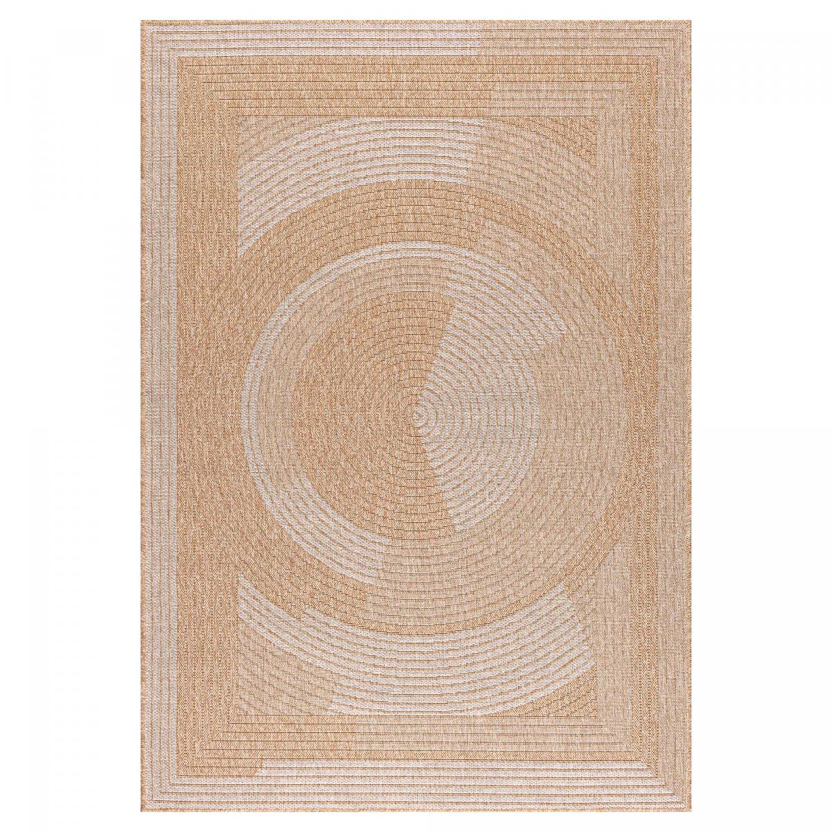 Tapis rond d'extérieur tissé kilim JUTE ART 7 beige, blanc, UN AMOUR DE TAPIS