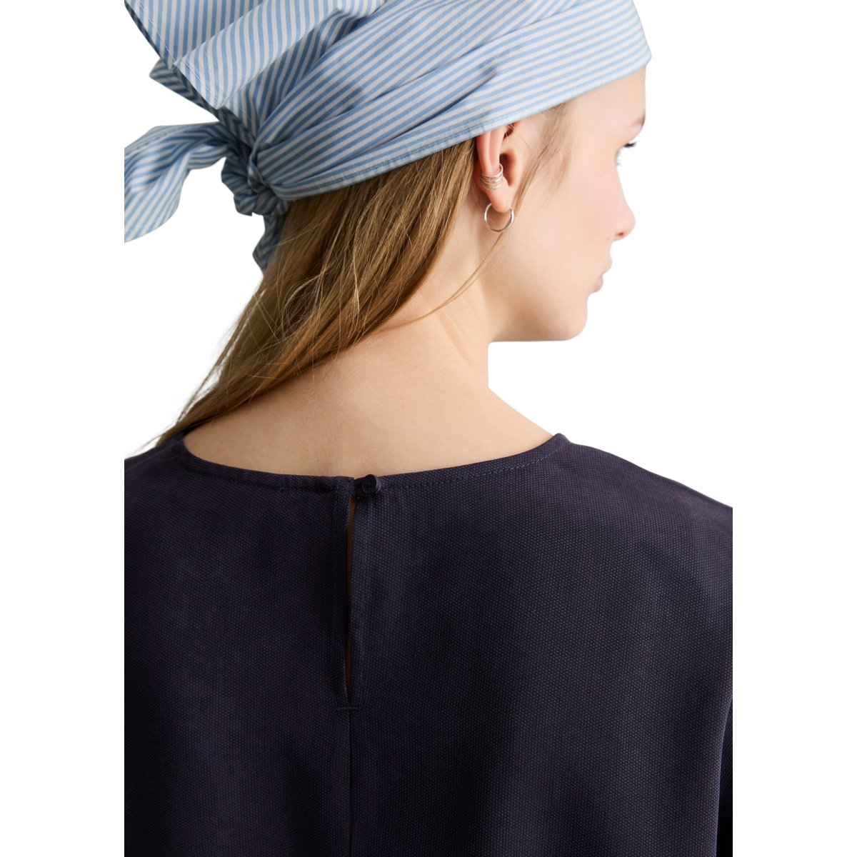 Chemisier à crop relaxed en TENCEL™ Lyocell bleu fooncé, MARC O’POLO DENIM