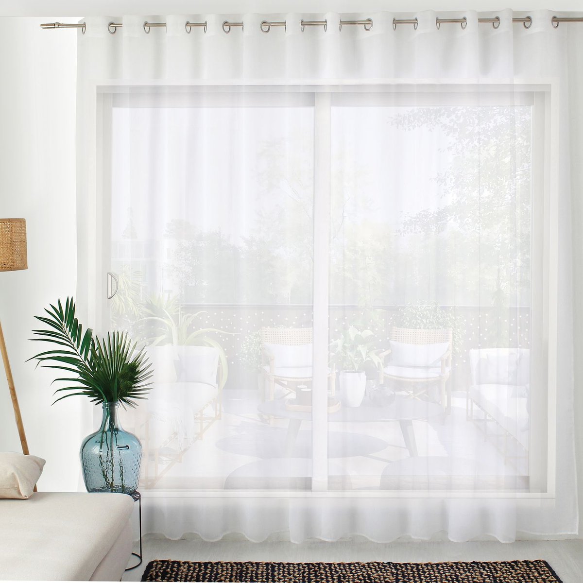 Voilage en tissu sablé effet satiné très grande largeur SABLÉ blanc, TOILINUX