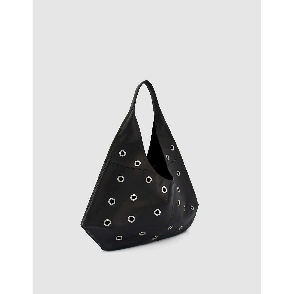 Leather Eyelet Detail Hobo Bag black, IKKS