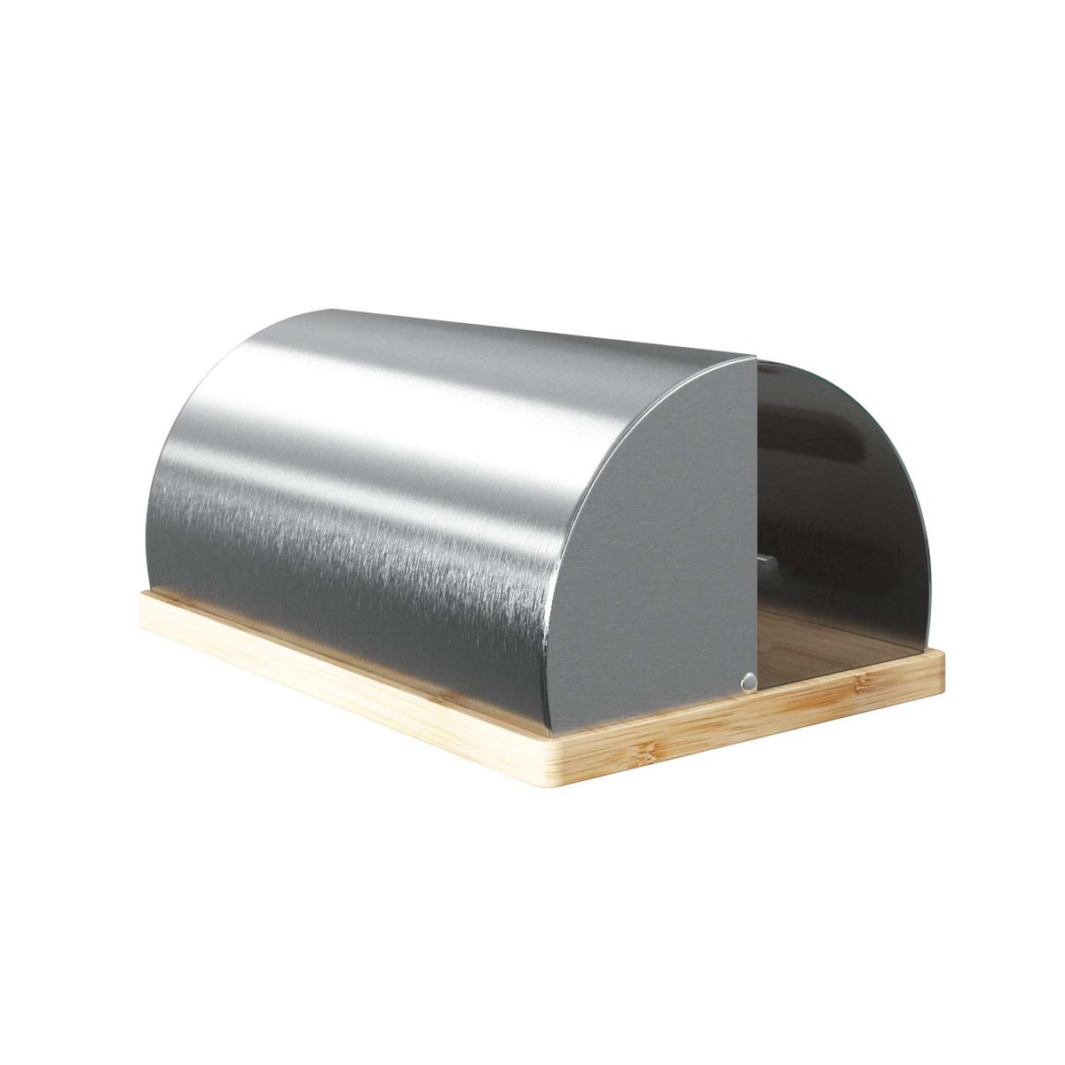 Boîte à pain en inox et bambou avec couvercle argent, ATMOSPHERA