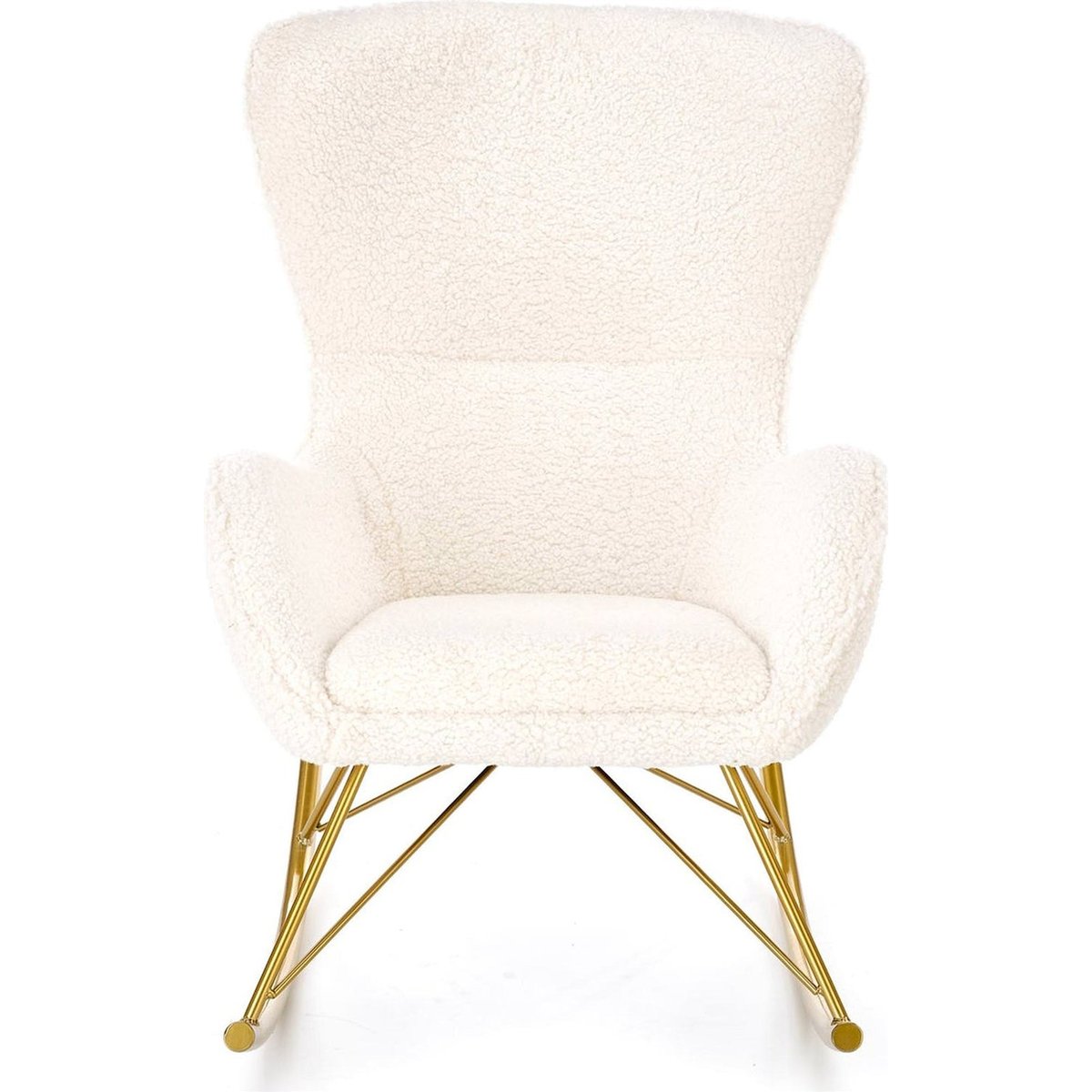 Fauteuil à bascule bouclé collection FORTILLER beige et doré, RECOLLECTION