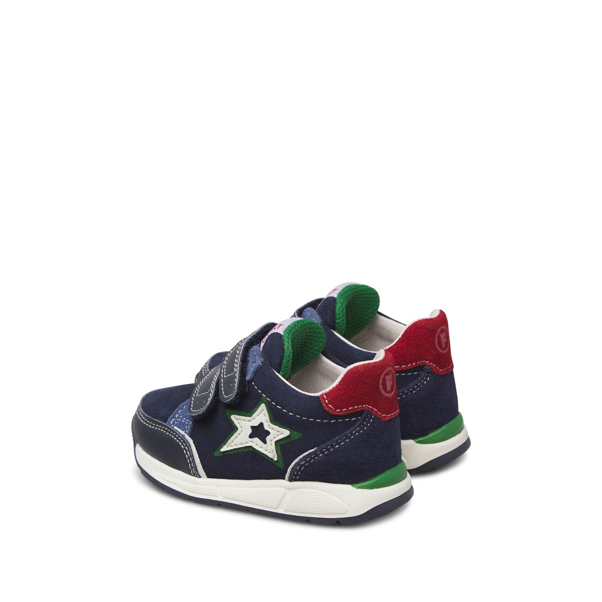 Baskets en cuir et suède NUPPI VL. bleu marine-rouge-, FALCOTTO