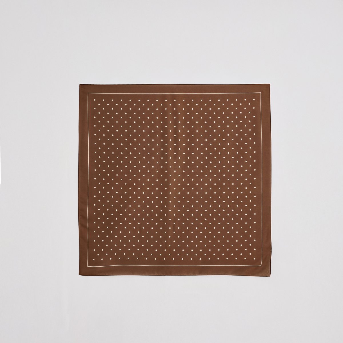 Foulard carré à pois marron, GRAIN DE MALICE