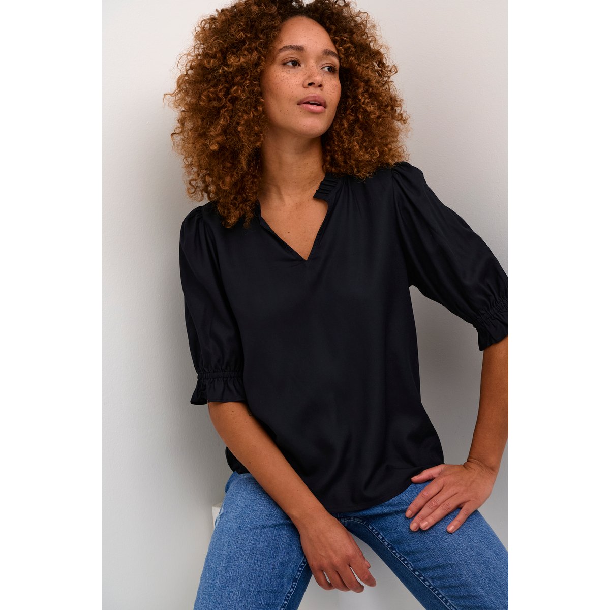 Blouse à manches courtes noir black, KAFFE