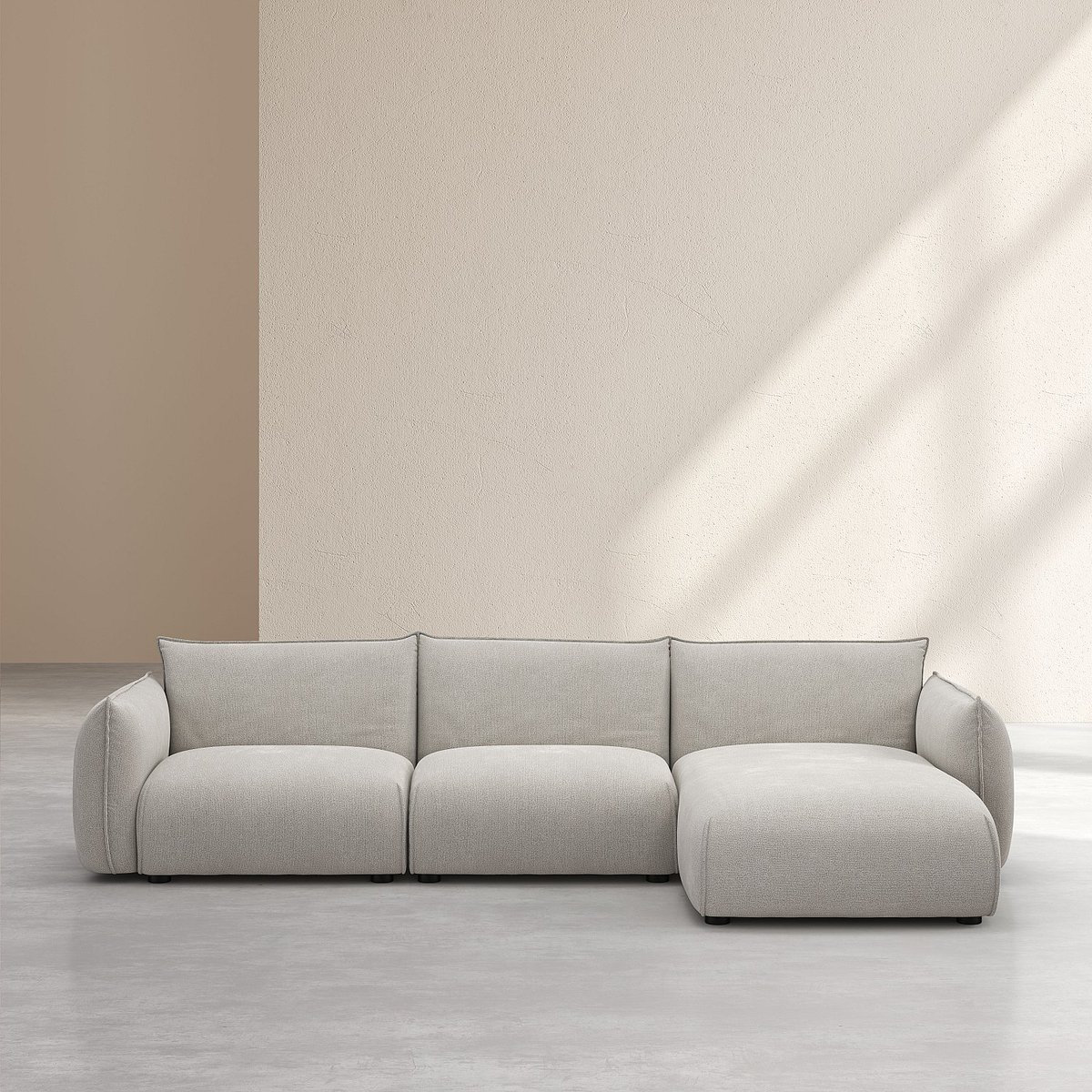 Canapé d'angle droit en tissu CELESTE gris clair, HABITAT